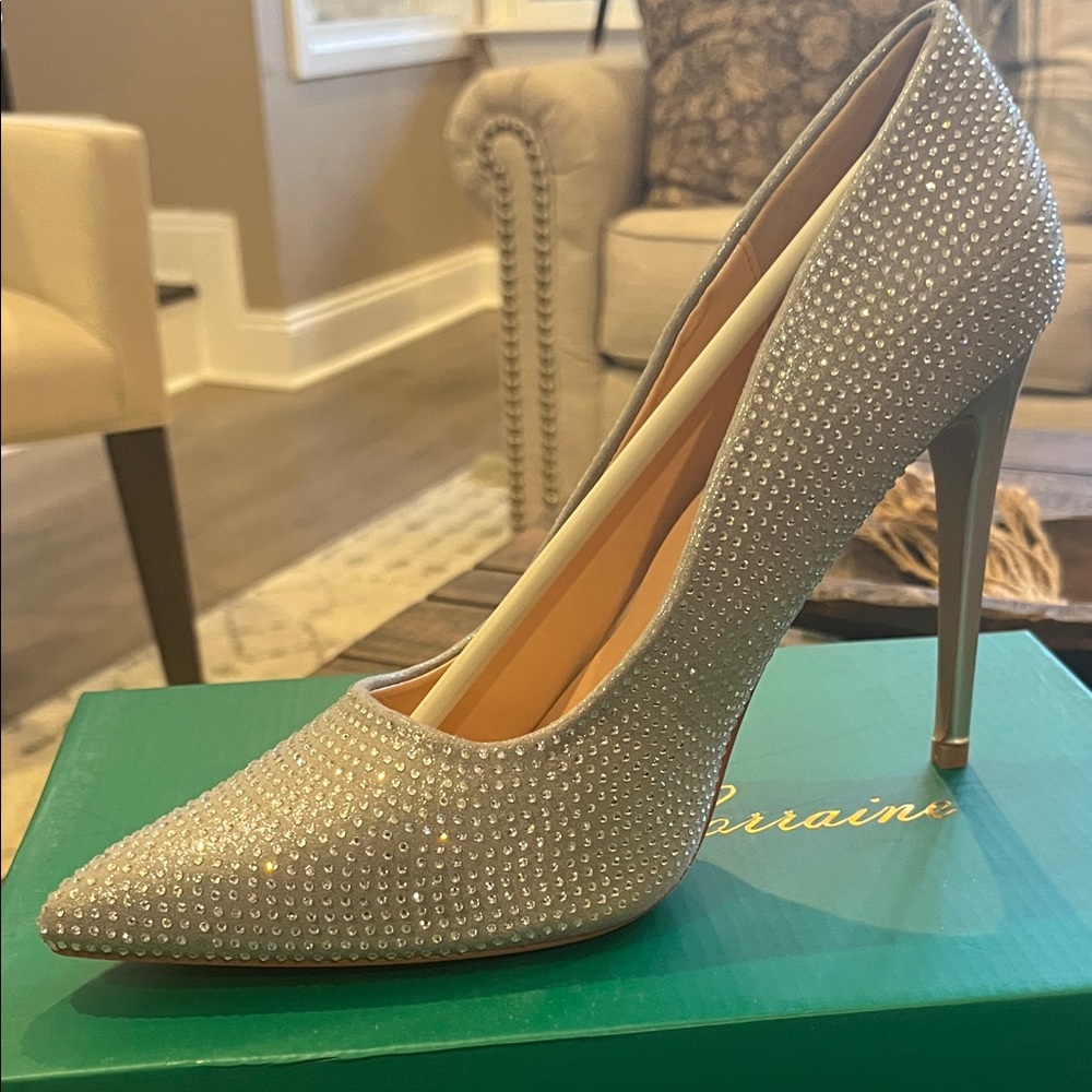 Lauren Lorraine Sparkling Silver Heels